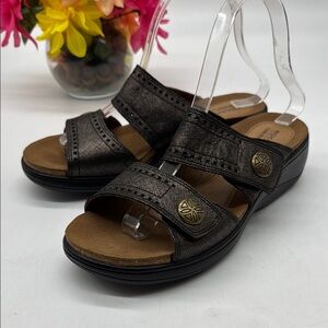 Rockport Dark Textured Sandals with Bronze Accents Size 8 MCS9081F